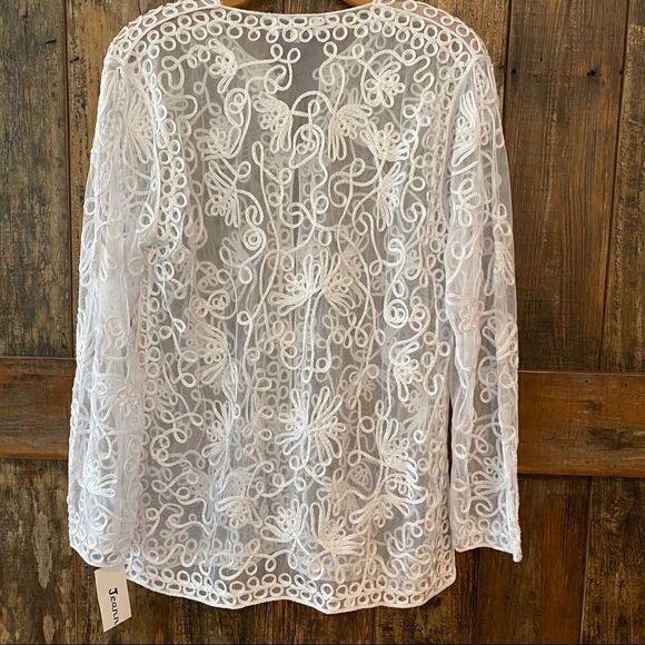 Jeannie S NWT Sheer White Lace Long Sleeve Swim Vacation Resort Cover-up - Picture 4 of 10